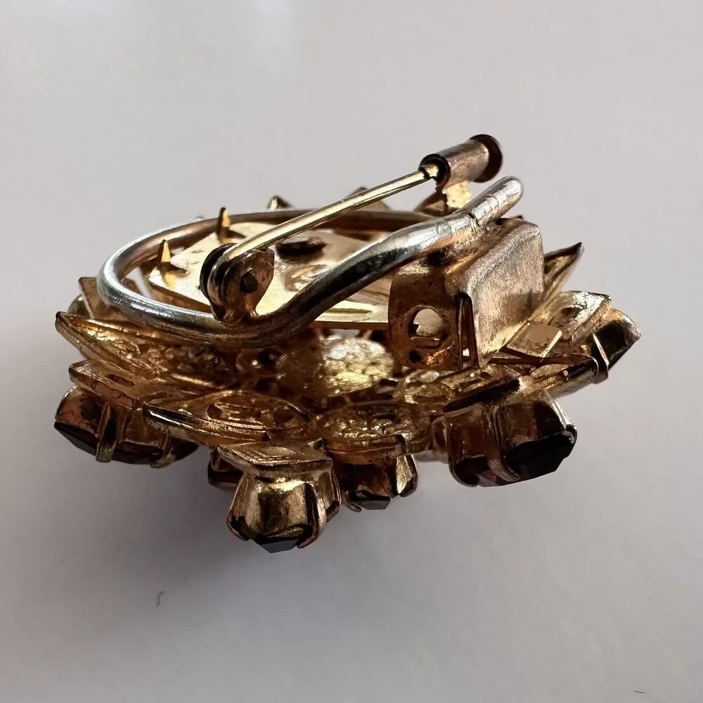 Vintage 1950s Christian Dior Gilt Austrian Rhinestone Dual Brooch and Clip - Picture 9 of 10